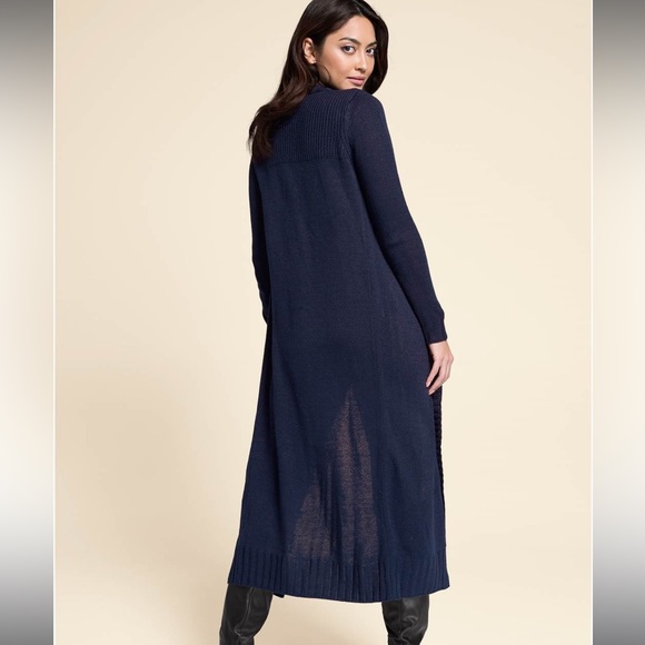 Tab button detail duster - navy blue - Picture 3 of 8